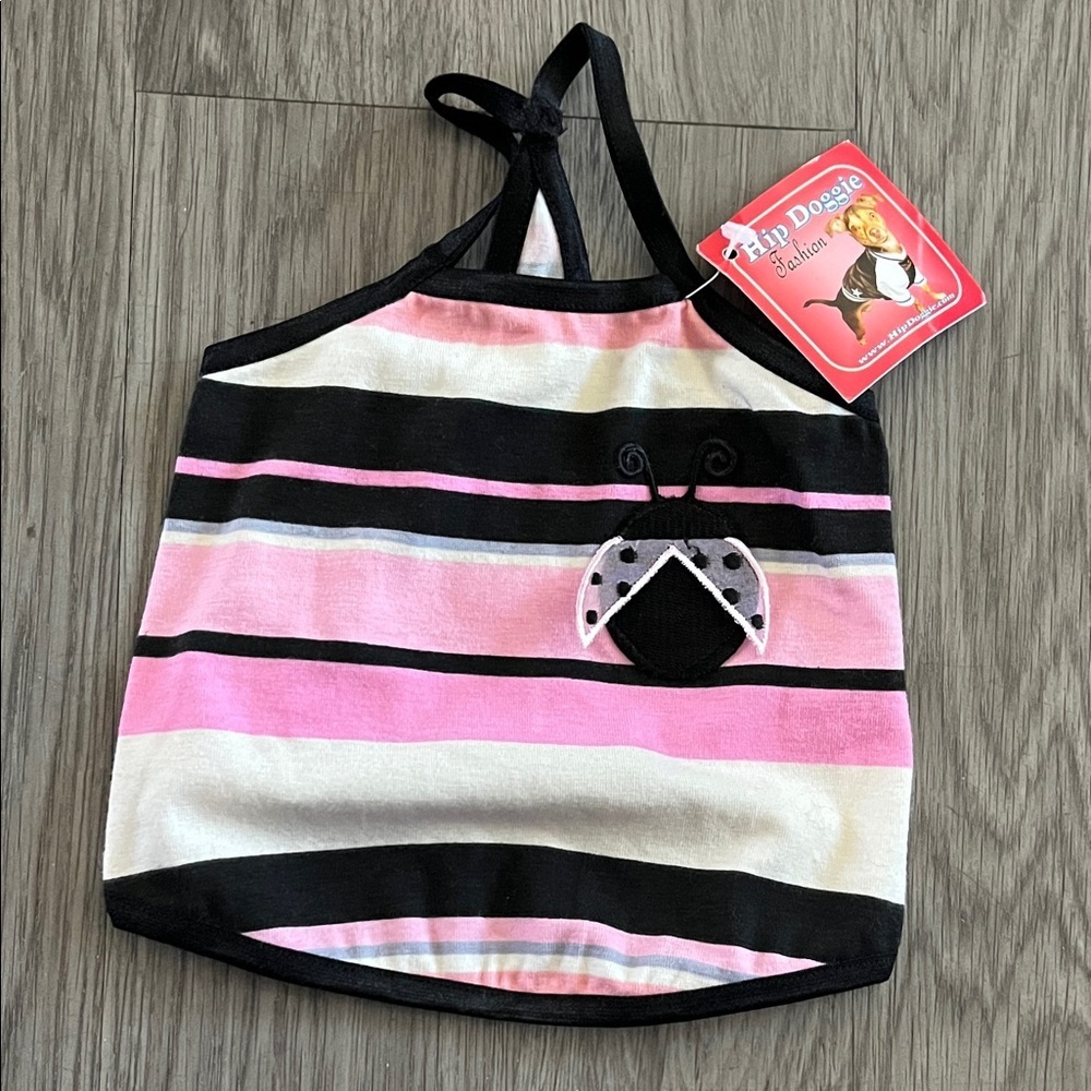 Doggy Striped Ladybug Bag - Pink and Black